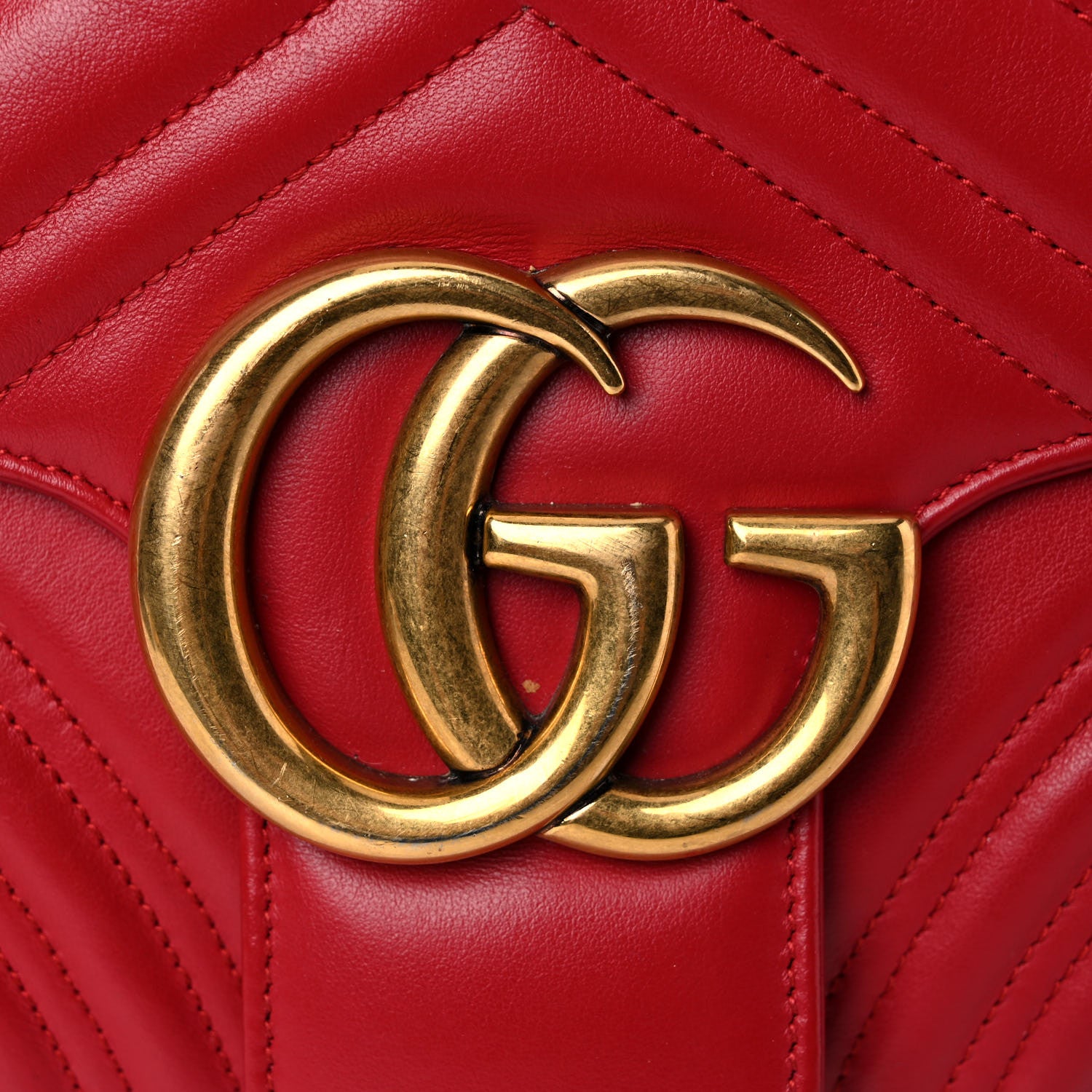 Gucci Calfskin Matelasse Large GG Marmont Shoulder Bag Hibiscus Red 17 of 17