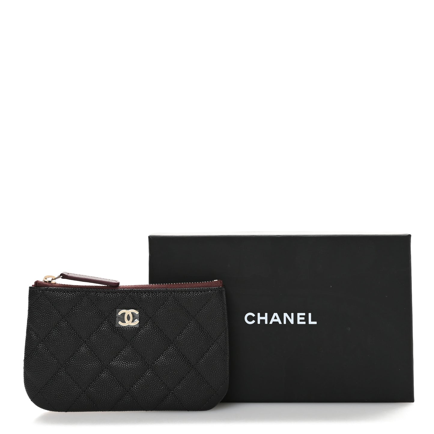 Caviar Quilted Small Cosmetic Case Black