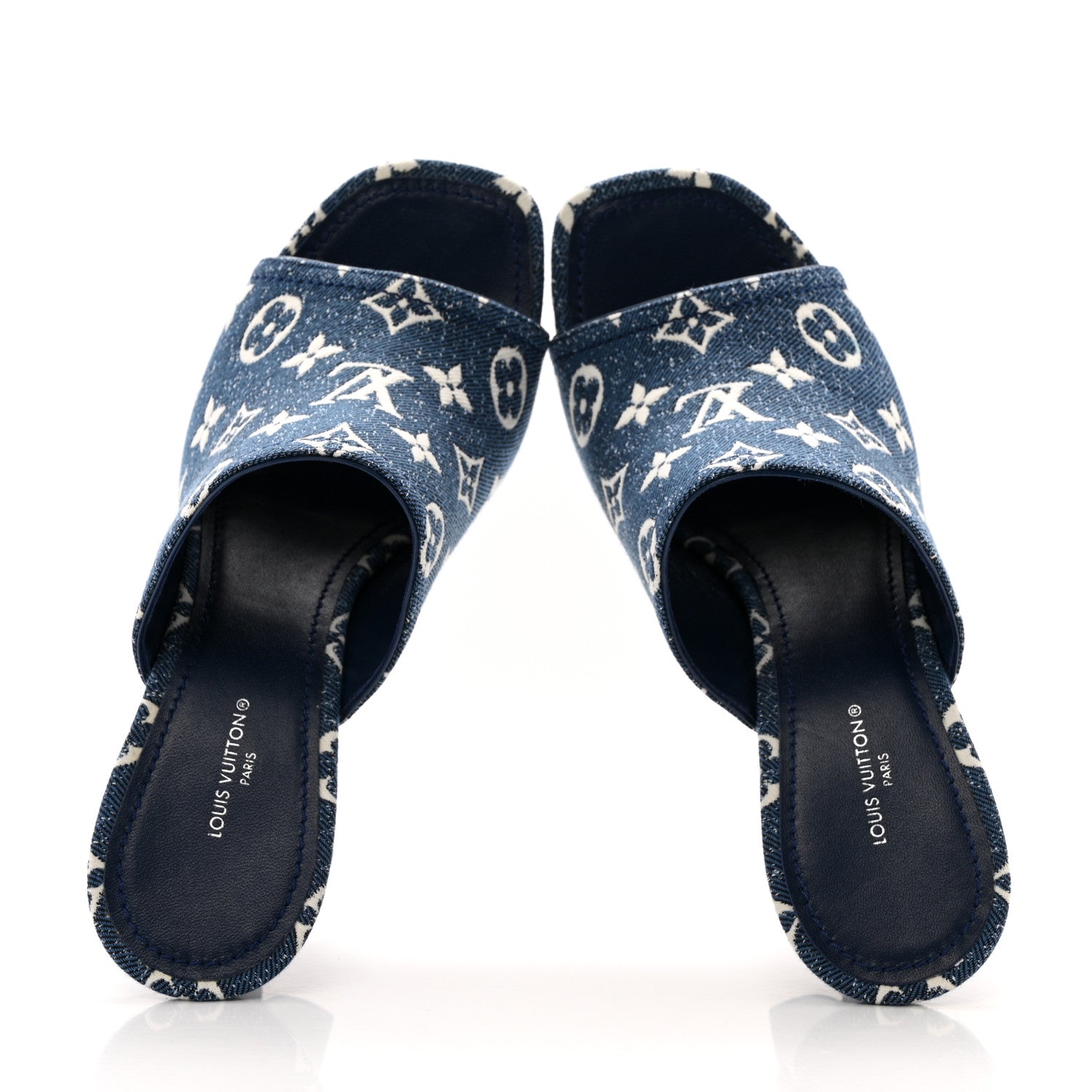 Louis Vuitton Denim Monogram Silhouette Mules 39 Navy Blue 1826445