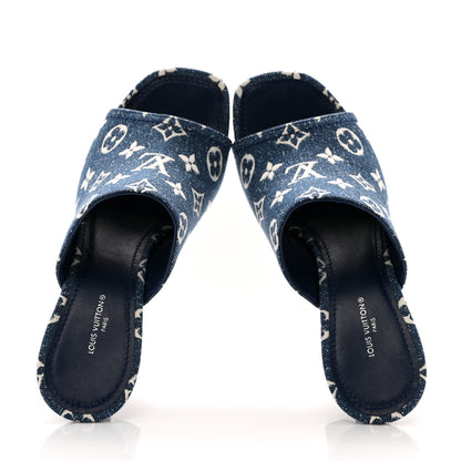 Louis Vuitton Denim Monogram Silhouette Mules 39 Navy Blue 2 of 11