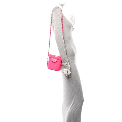 Chanel Patent Quilted CC Vani-Tea Case With Chain Neon Pink 2 of 10