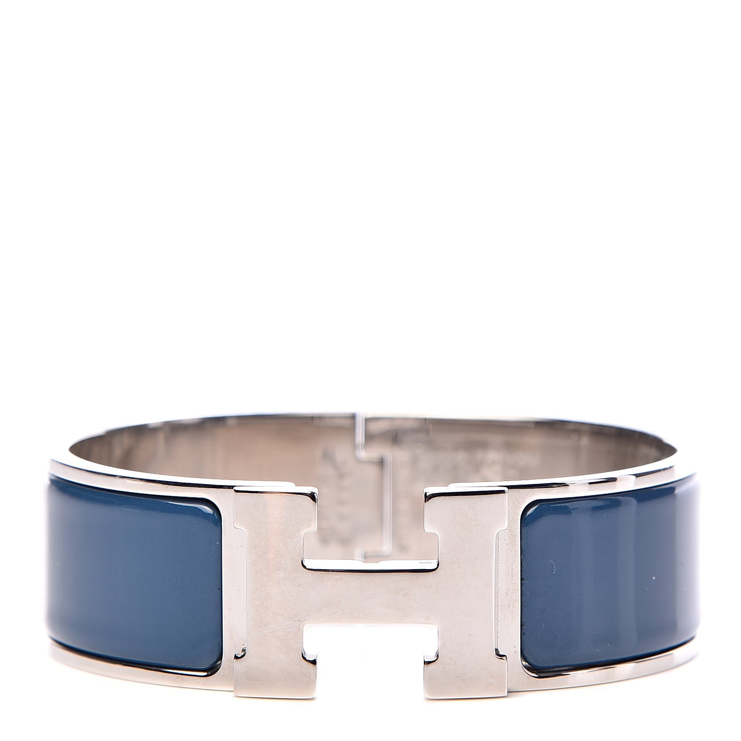 Hermes Narrow Enamel Clic Clac H Bracelet GM Bleu De Genes 1 of 4