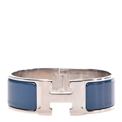 Hermes Narrow Enamel Clic Clac H Bracelet GM Bleu De Genes 1 of 4