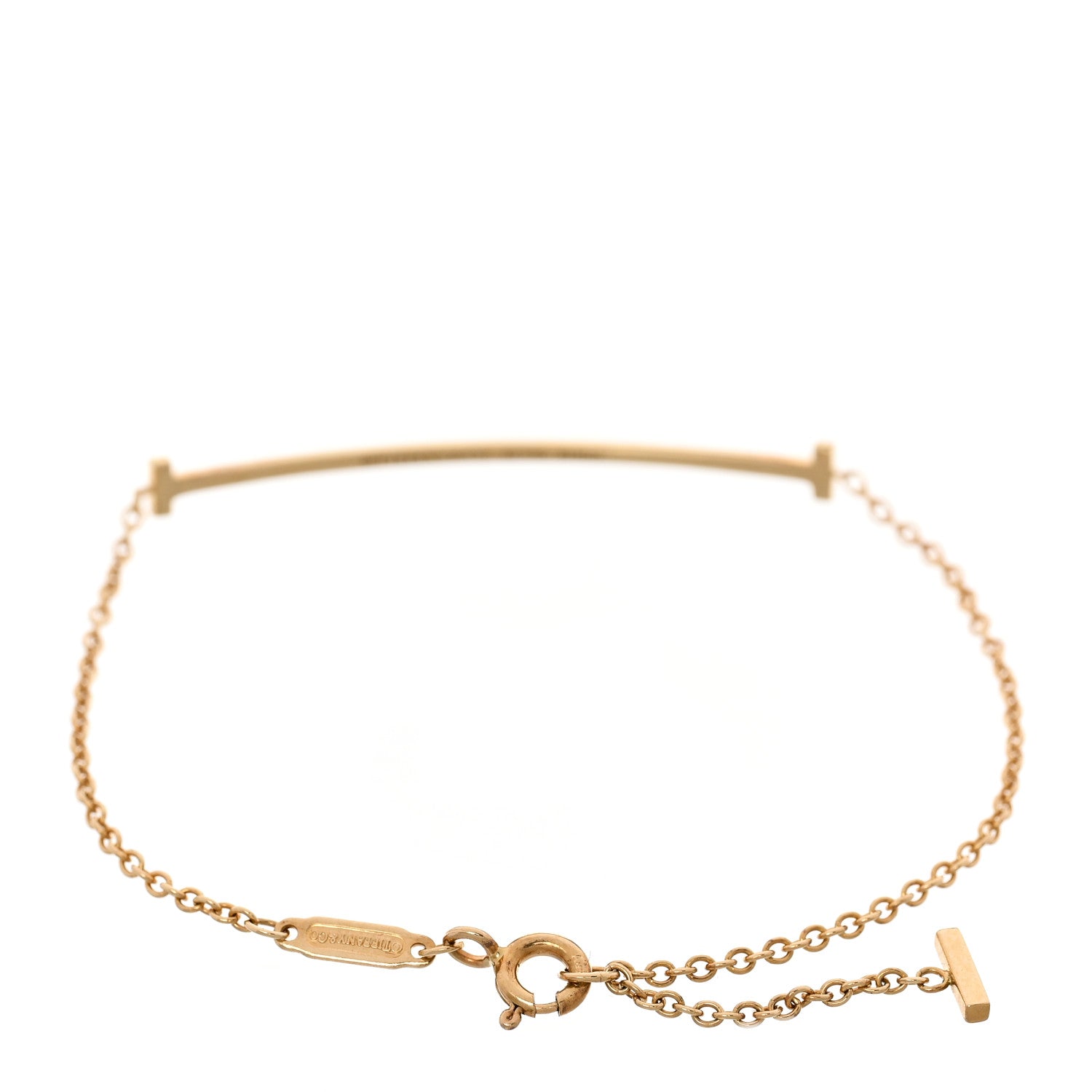 Tiffany 18K Yellow Gold Diamond Small T Smile Bracelet 1 of 4