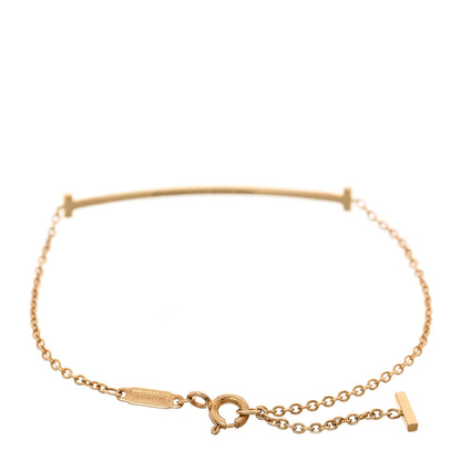 Tiffany 18K Yellow Gold Diamond Small T Smile Bracelet 1 of 4