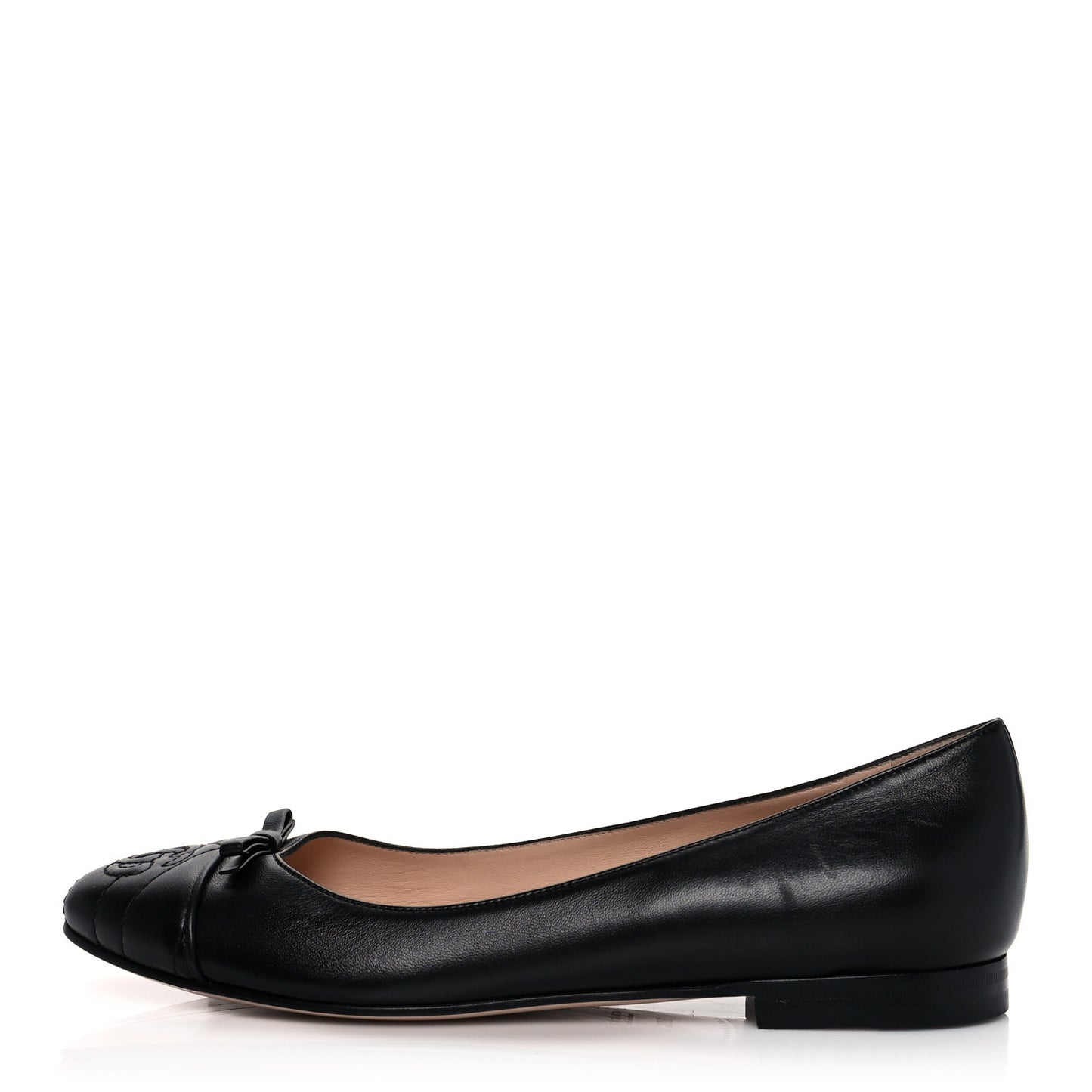 Nappa Matelasse Chevron Double G Ballet Flats 39.5 Black