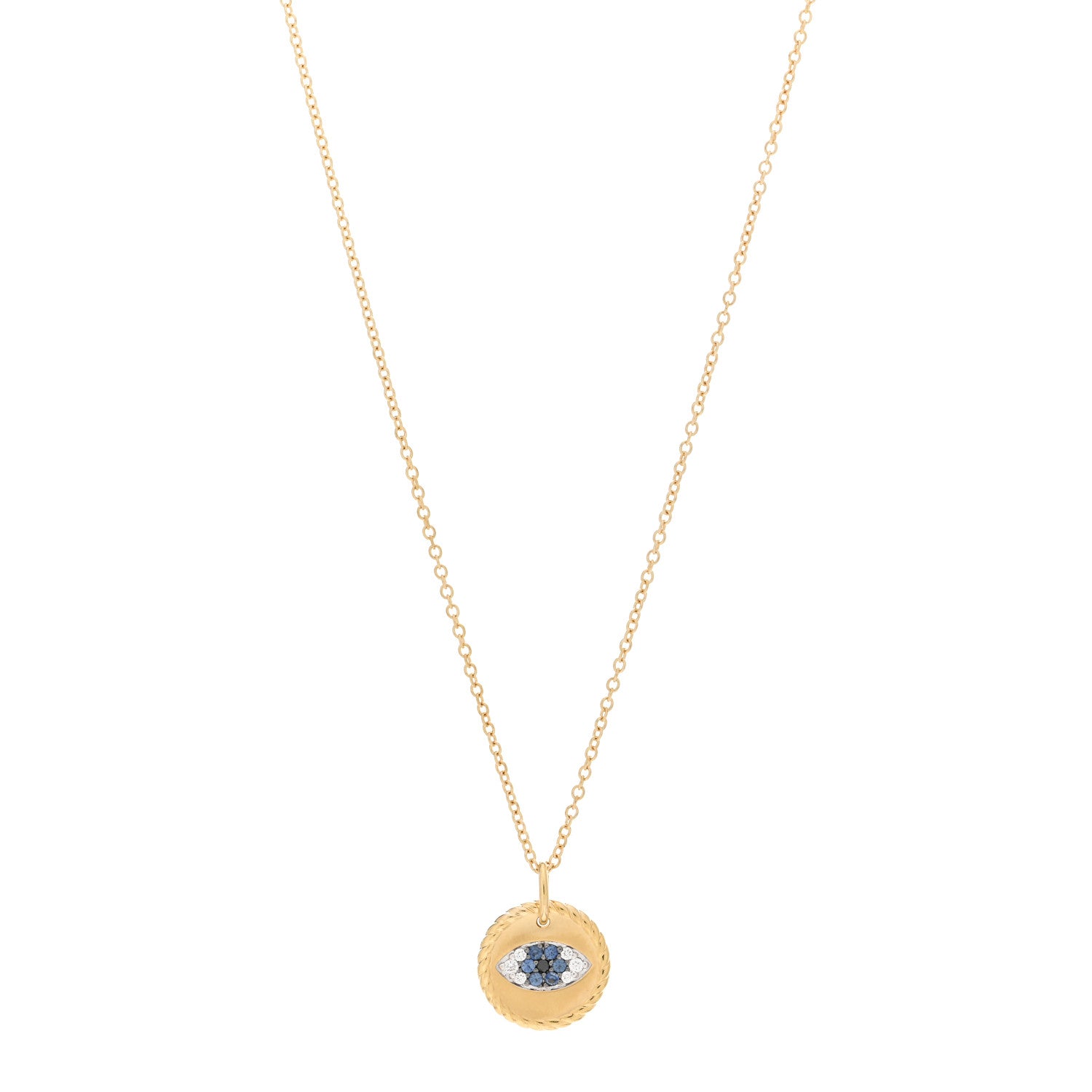 David Yurman 18K Yellow Gold Blue Sapphire Diamond Evil Eye Necklace 1 of 4