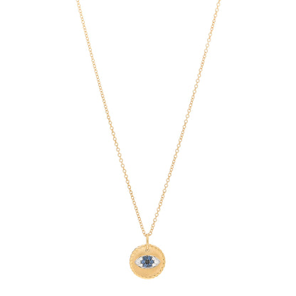 David Yurman 18K Yellow Gold Blue Sapphire Diamond Evil Eye Necklace 1 of 4