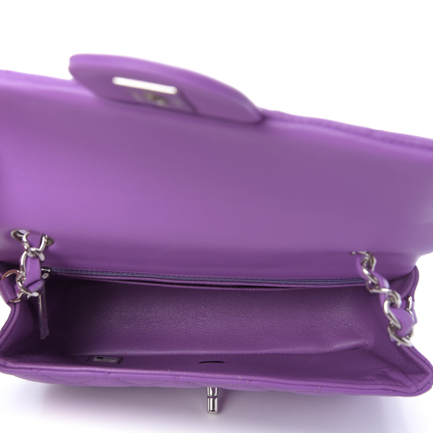 Lambskin Quilted Mini Rectangular Flap Purple