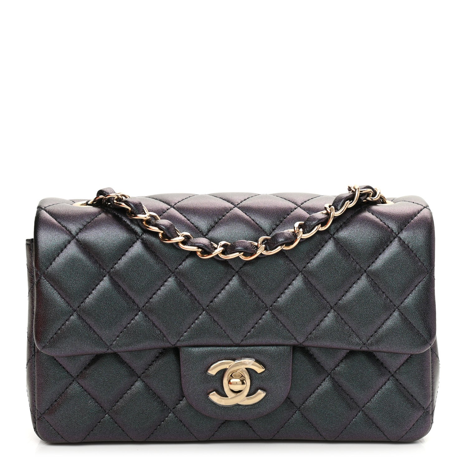 Chanel Iridescent Lambskin Quilted Mini Rectangular Flap Black 1 of 11