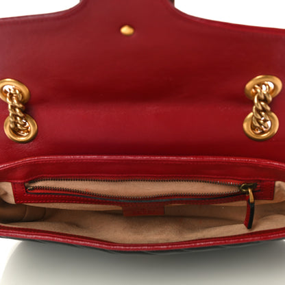 Gucci Vintage Effect Calfskin Matelasse Diagonal Small Torchon GG Marmont Shoulder Bag Black Romantic Cherry 5 of 11