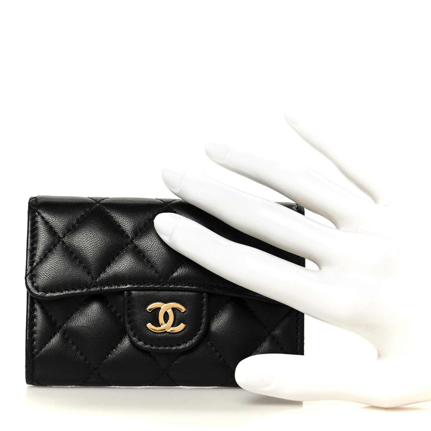 Chanel Lambskin Quilted Flap Card Holder Wallet Black 2 of 10