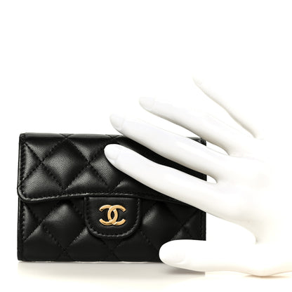 Chanel Lambskin Quilted Flap Card Holder Wallet Black 2 of 10