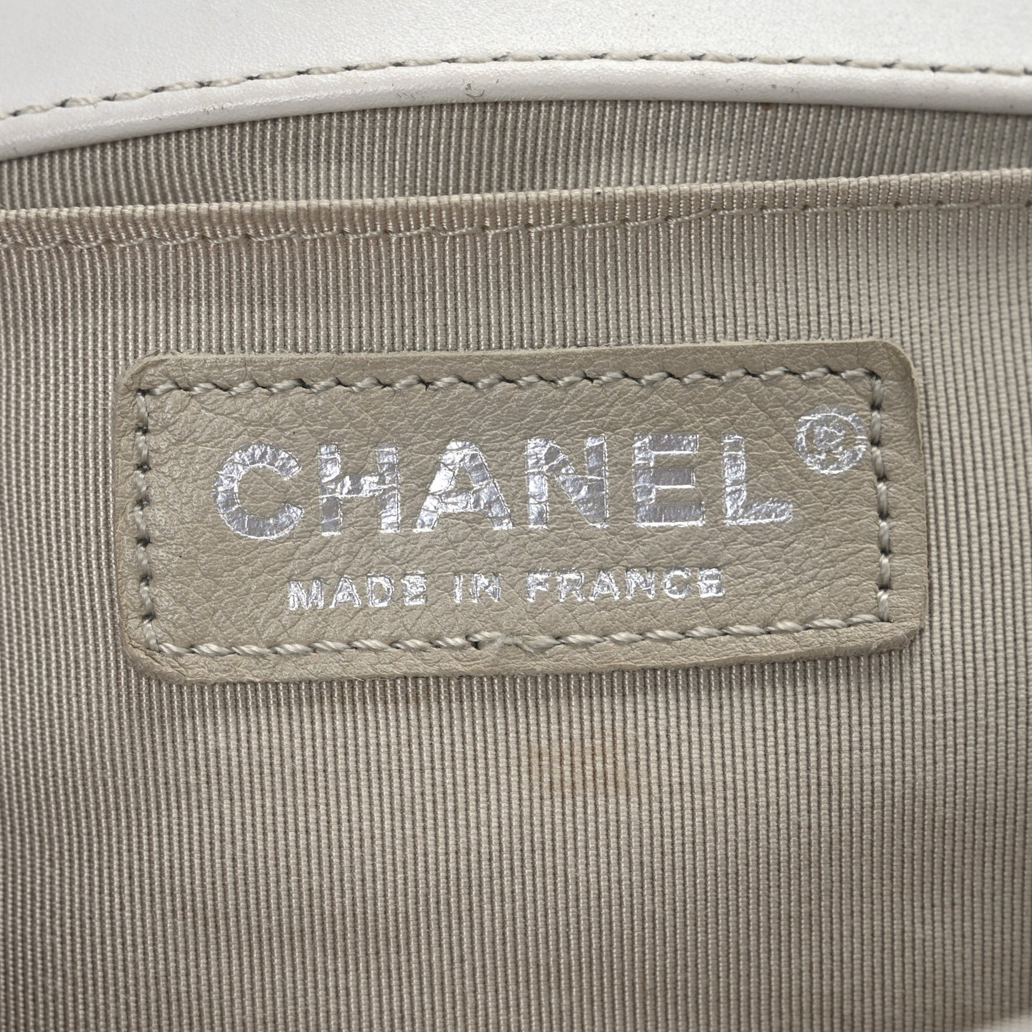 Distressed Patent Quilted Medium Boy Flap White