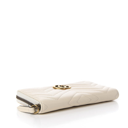Gucci Calfskin Matelasse GG Marmont Zip Around Wallet White 3 of 9