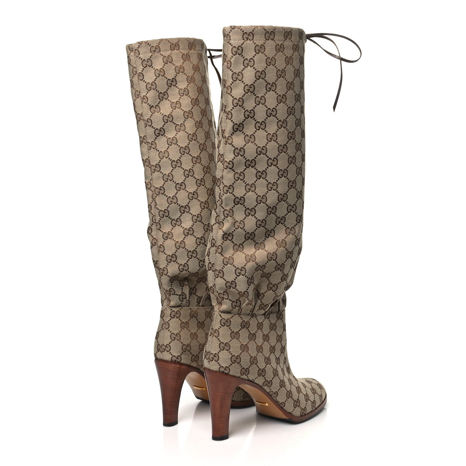 Gucci Monogram Malaga Kid Lisa Mid Heel Boots 41 Beige Ebony 4 of 7