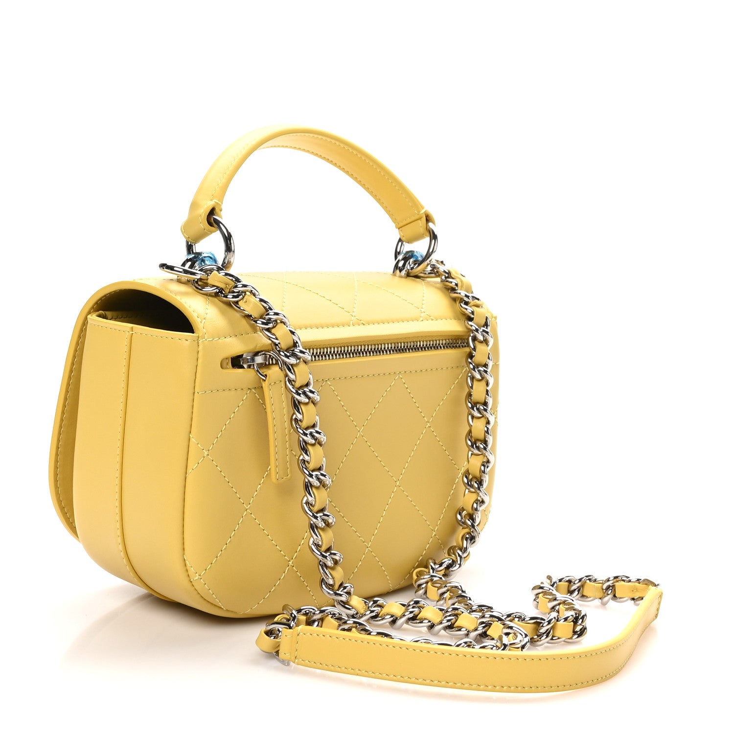 Chanel Calfskin Stitched Small Ring My Bag Flap Crossbody Yellow 3 of 10