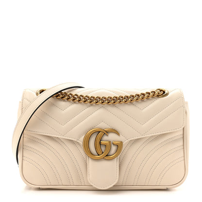 Gucci Calfskin Matelasse Small GG Marmont Shoulder Bag White 1 of 10