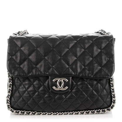 Chanel Washed Lambskin Quilted Maxi Chain Around Flap Black 1 of 7