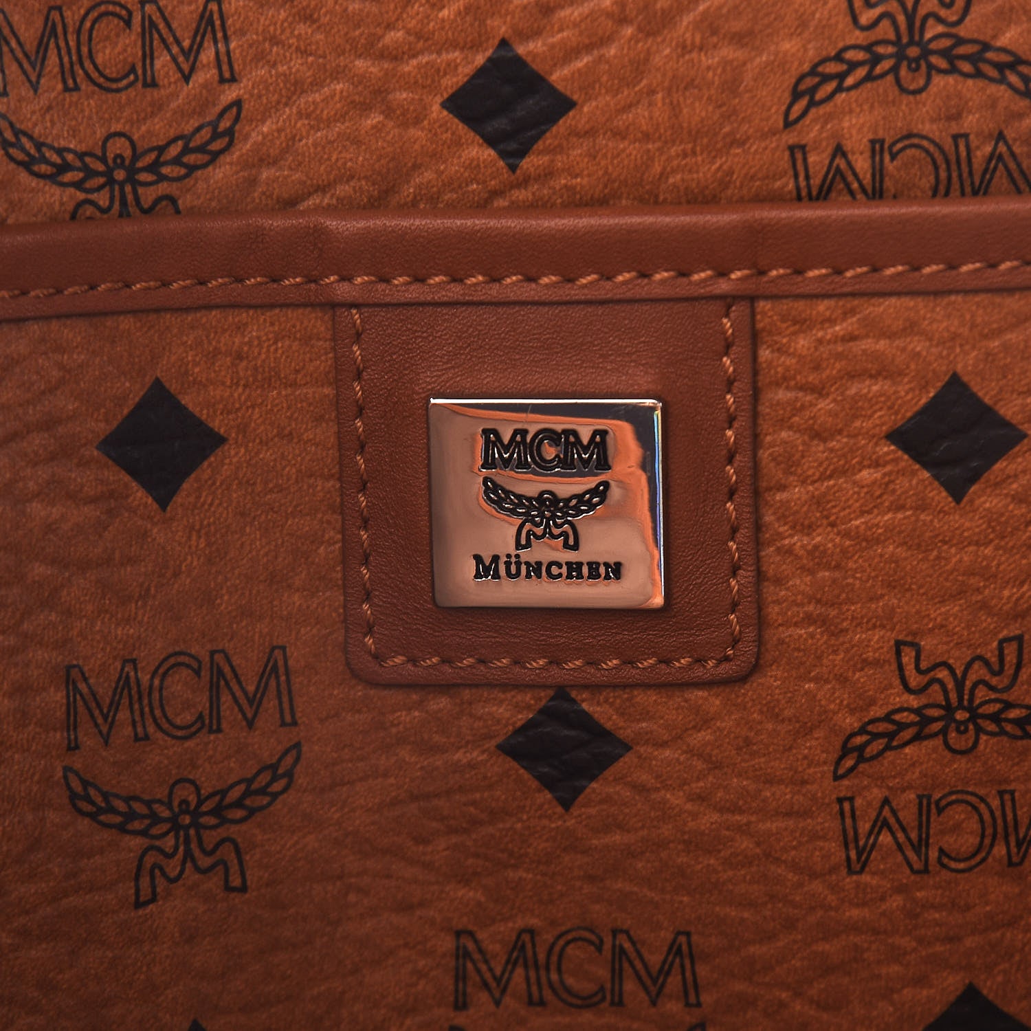 MCM Visetos Shopper Tote Cognac 6 of 18