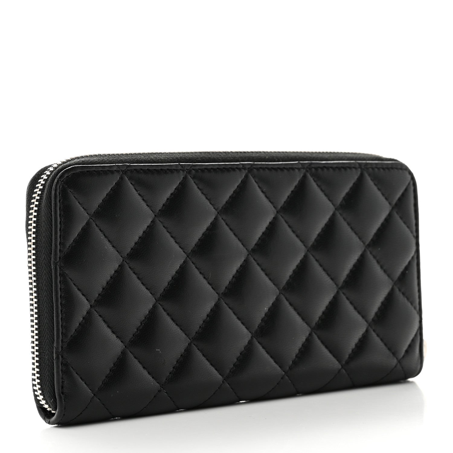 Chanel Lambskin Quilted Large Gusset Zip Around Wallet Black 3 of 8