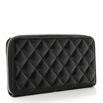 Chanel Lambskin Quilted Large Gusset Zip Around Wallet Black 3 of 8