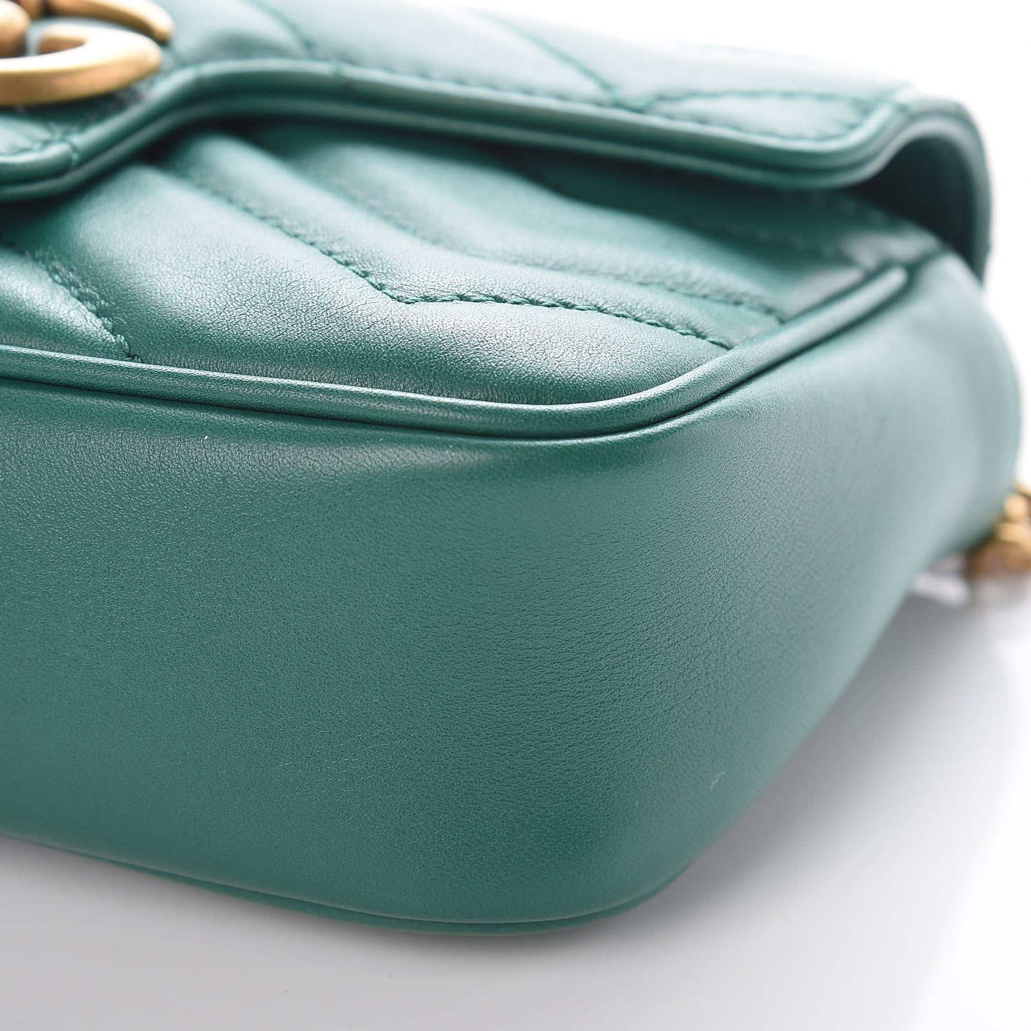 Gucci Calfskin Matelasse Super Mini GG Marmont Shoulder Bag Emerald Green 9 of 11