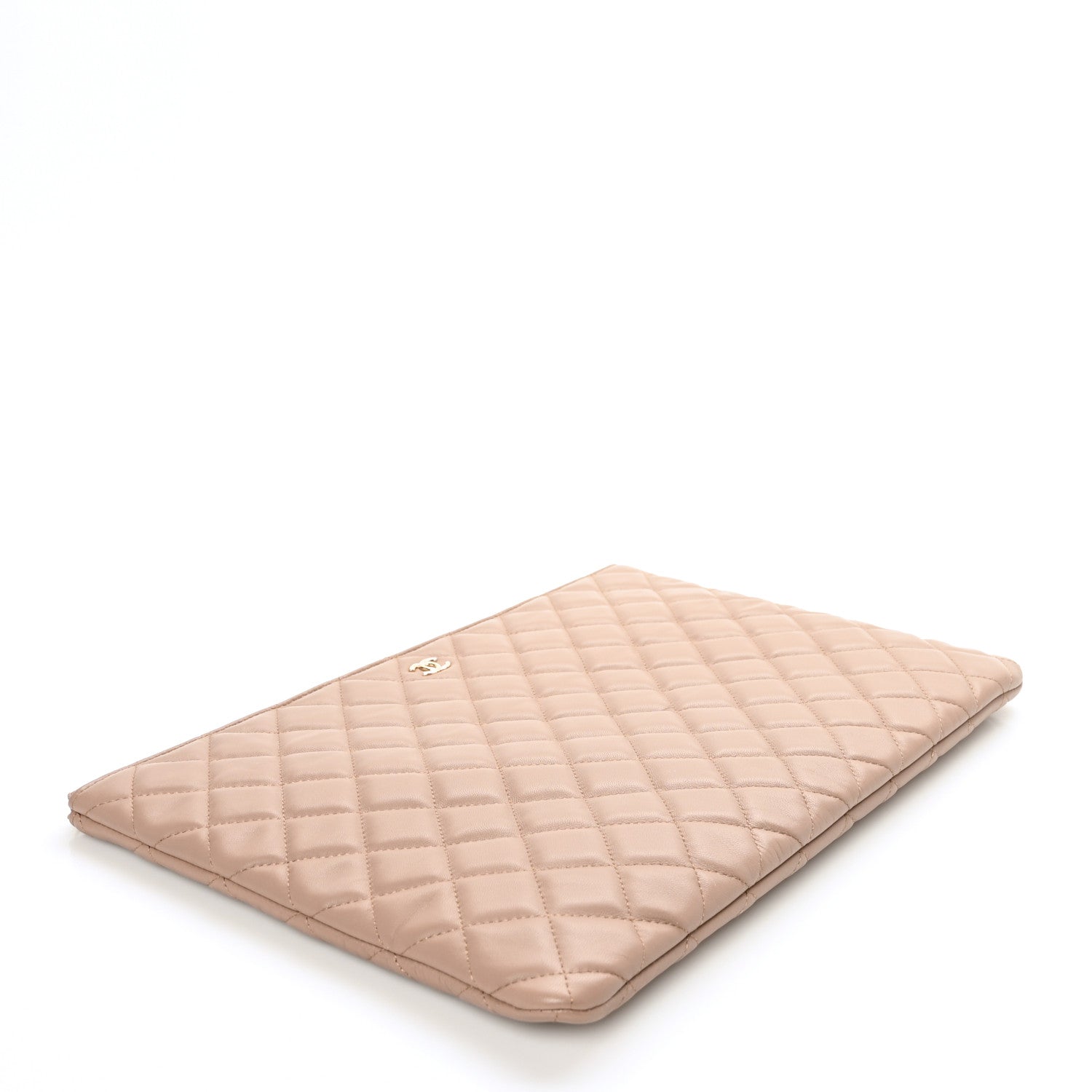 Chanel Lambskin Quilted Large Cosmetic Case Beige 3 of 8