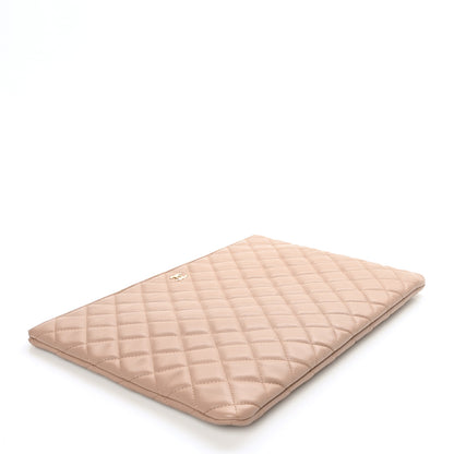 Chanel Lambskin Quilted Large Cosmetic Case Beige 3 of 8