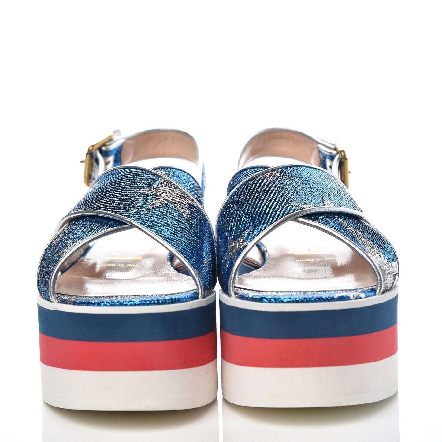 Lurex Starry Sky Crossover Platform Sandals 37.5 Bleuette Silver