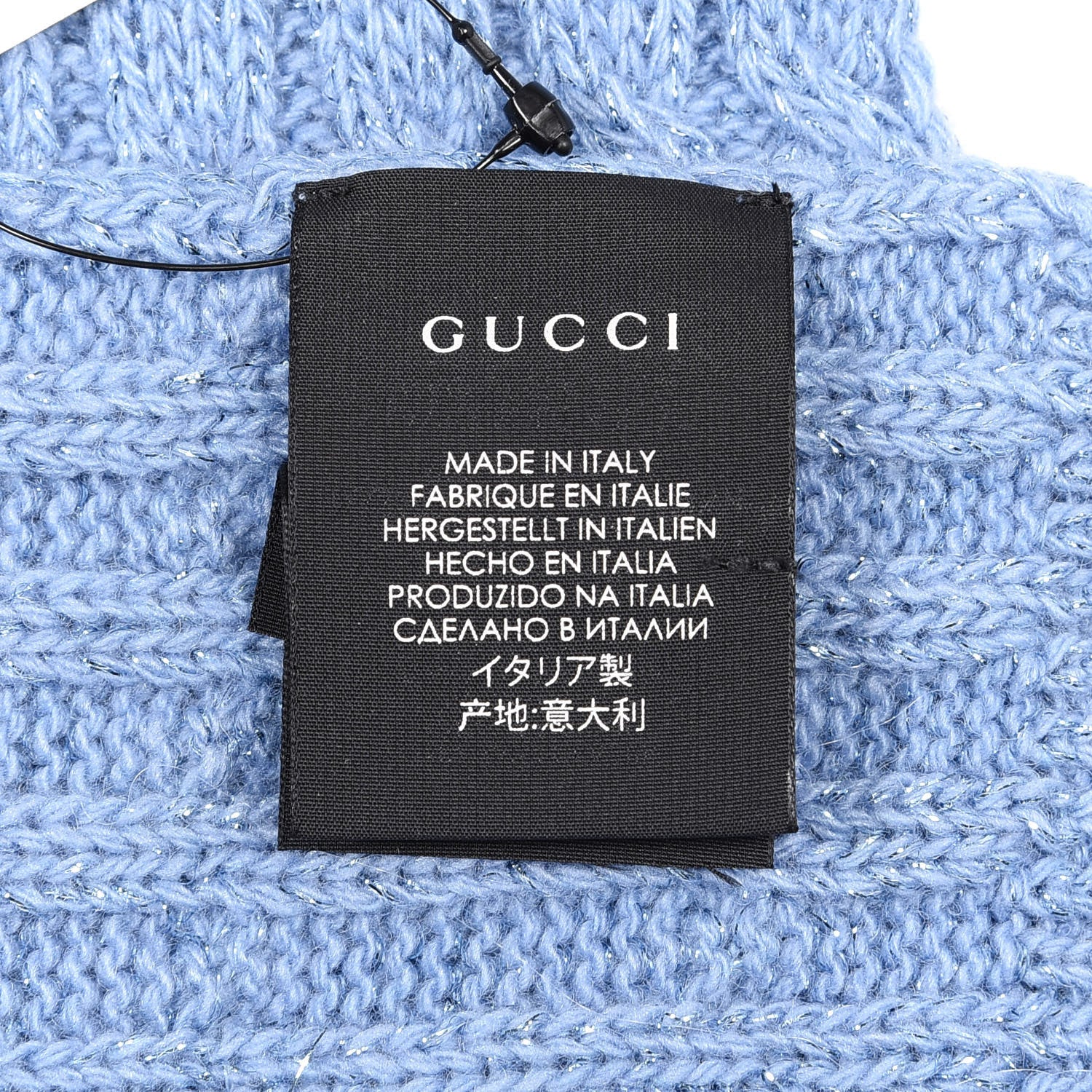 Gucci Wool Knit Shine Reg Scarf Bluette Sky Blue 4 of 4