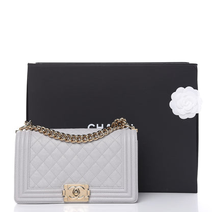 Chanel Iridescent Caviar Quilted Medium Boy Flap Light Grey 11 of 11