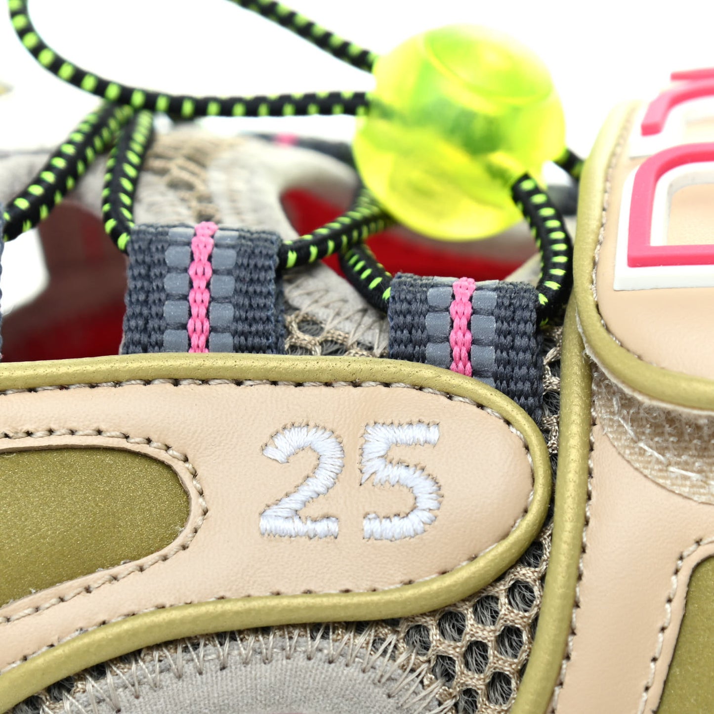 Mesh Fabric Tinsel Sport Sandals 35.5 Loess Sand Box Pink