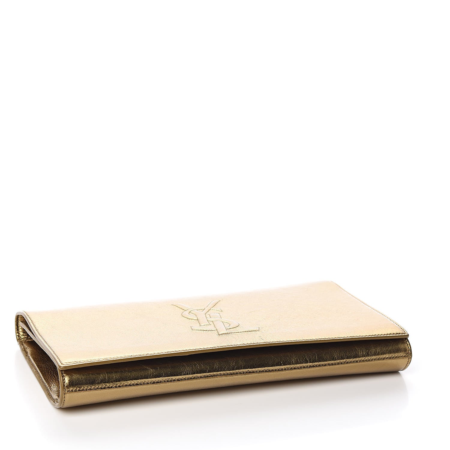 Saint Laurent Metallic Calfskin Monogram Large Belle De Jour Clutch Gold 4 of 7