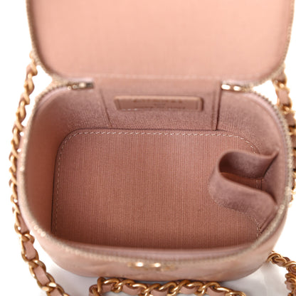 Chanel Lambskin Quilted Top Handle Mini Vanity Case With Chain Beige 4 of 4