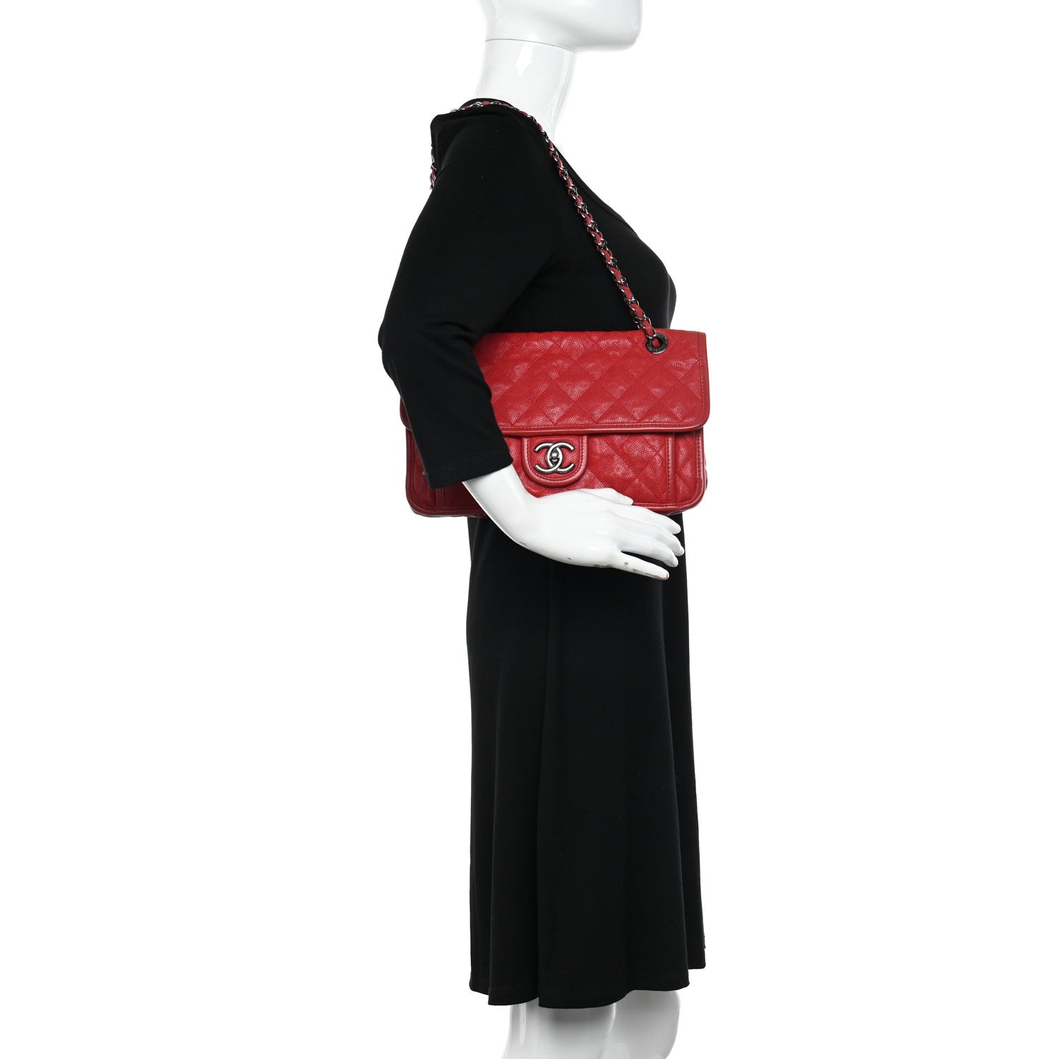 Chanel Caviar Quilted Large French Riviera Flap Red 2 of 12