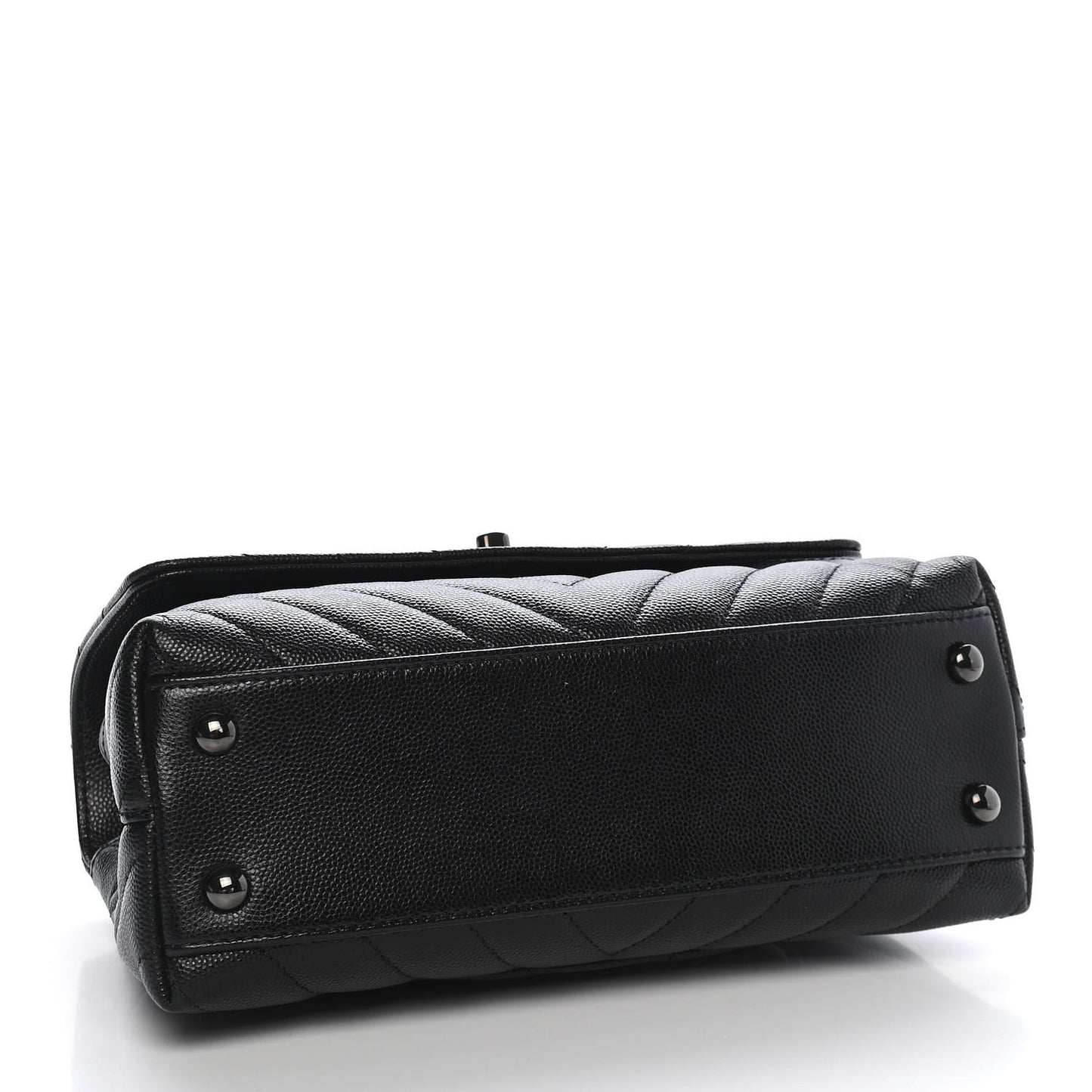 Caviar Chevron Quilted Mini Coco Handle Flap So Black