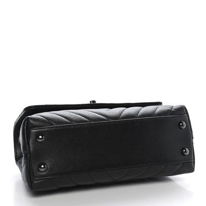 Chanel Caviar Chevron Quilted Mini Coco Handle Flap So Black 4 of 10