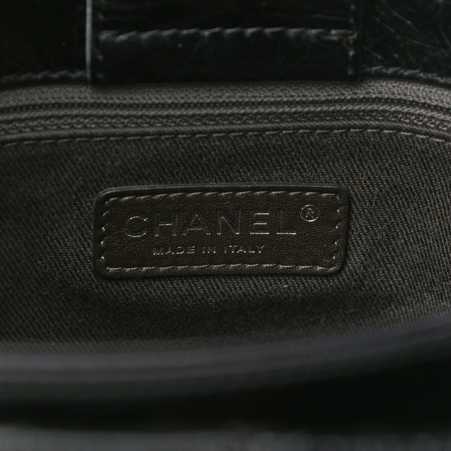 Glazed Calfskin Quilted Large New Portobello Tote Black