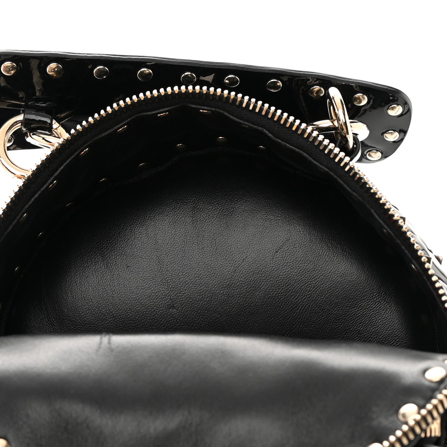 Patent Quilted Mini Rockstud Backpack Black