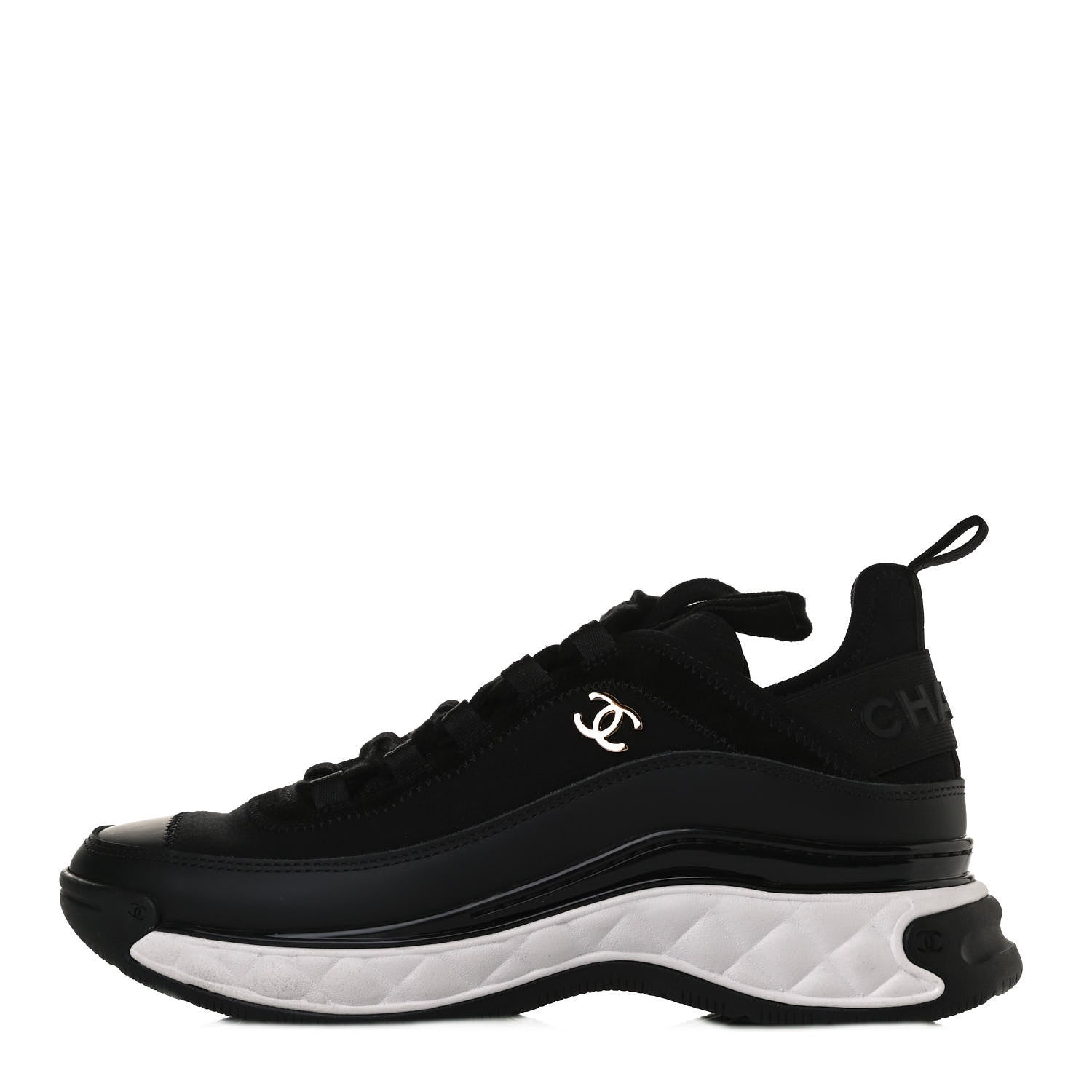 Chanel Velvet Calfskin Mixed Fibers CC Sneakers 37 Black 1 of 11