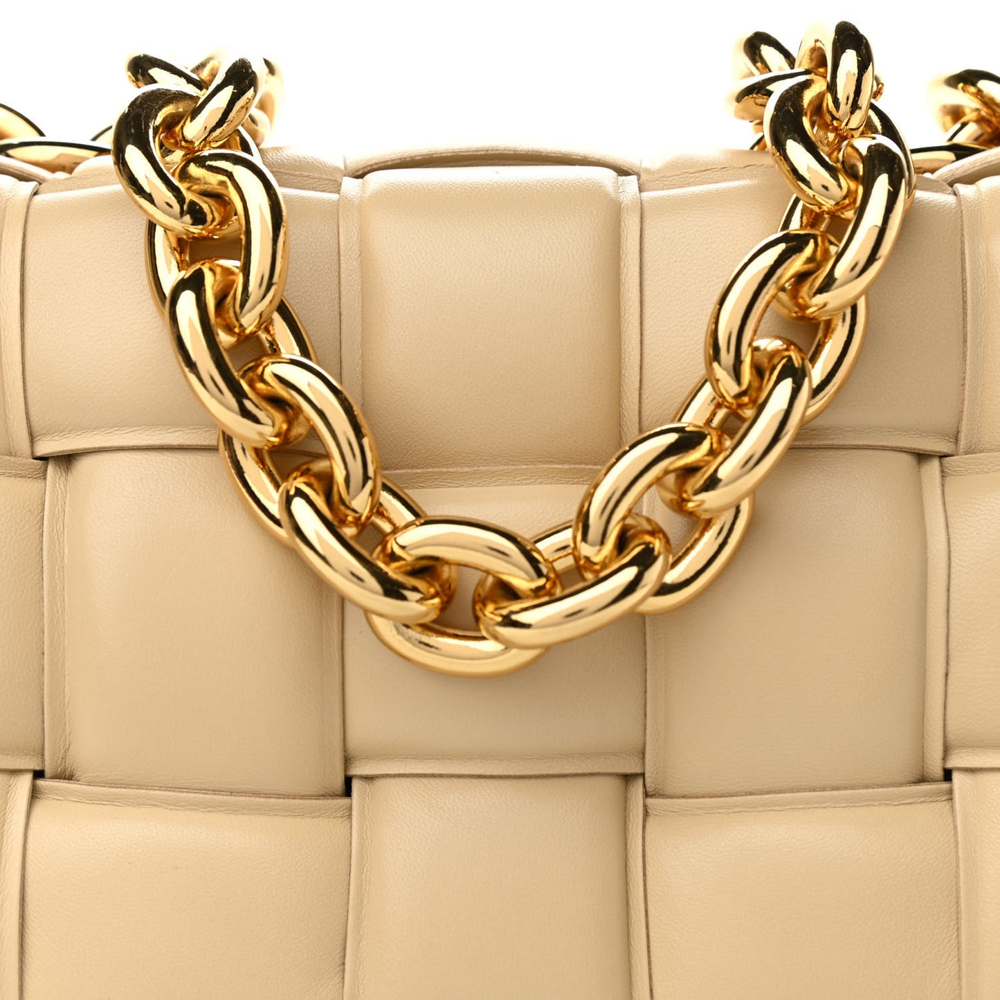 Lambskin Maxi Intreccio Padded Chain Cassette Crossbody Bag Porridge