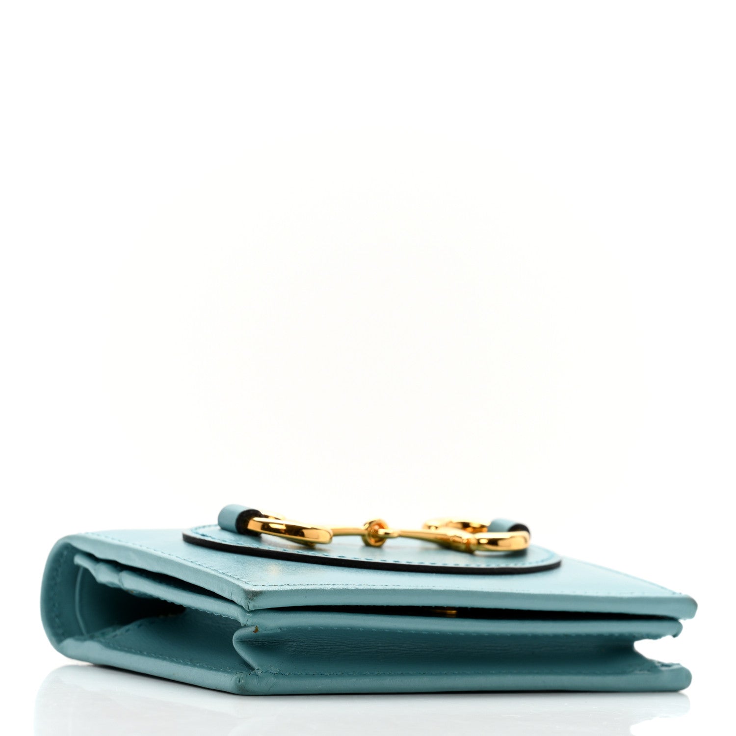 Gucci Boarded Plutone Calfskin Horsebit 1955 Card Case Wallet Dusty Azure 4 of 14