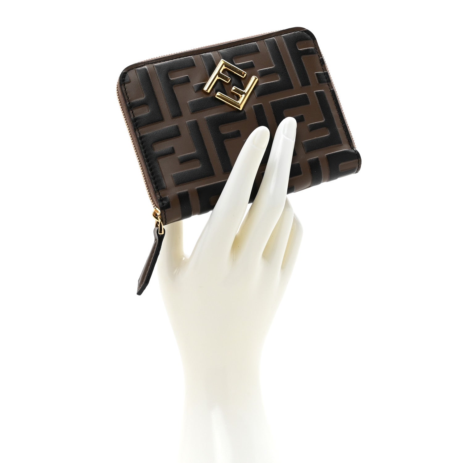 Fendi Vitello Ceylon Bi-Color FF 1974 Embossed FF Diamonds Wallet Maya Black 2 of 10