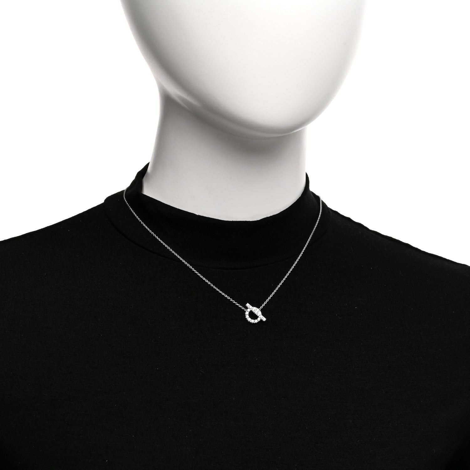 Hermes 18K White Gold Diamond Finesse Pendant Necklace 2 of 5