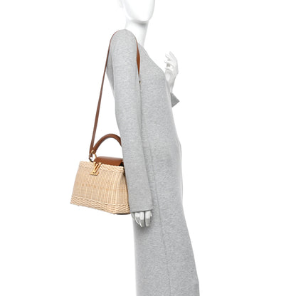 Louis Vuitton Rattan Calfskin Capucines BB Tan 2 of 10