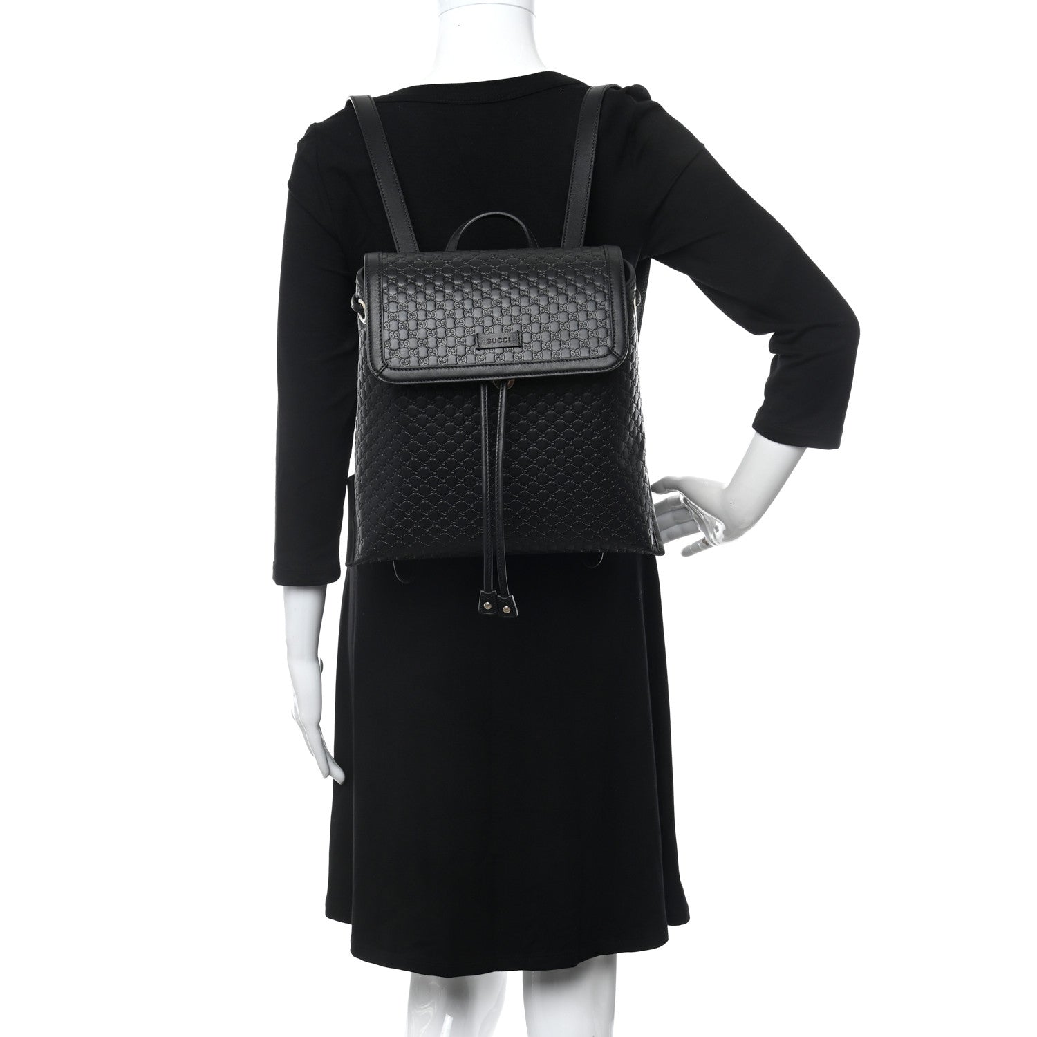 Gucci Microguccissima Drawstring Backpack Black 2 of 9