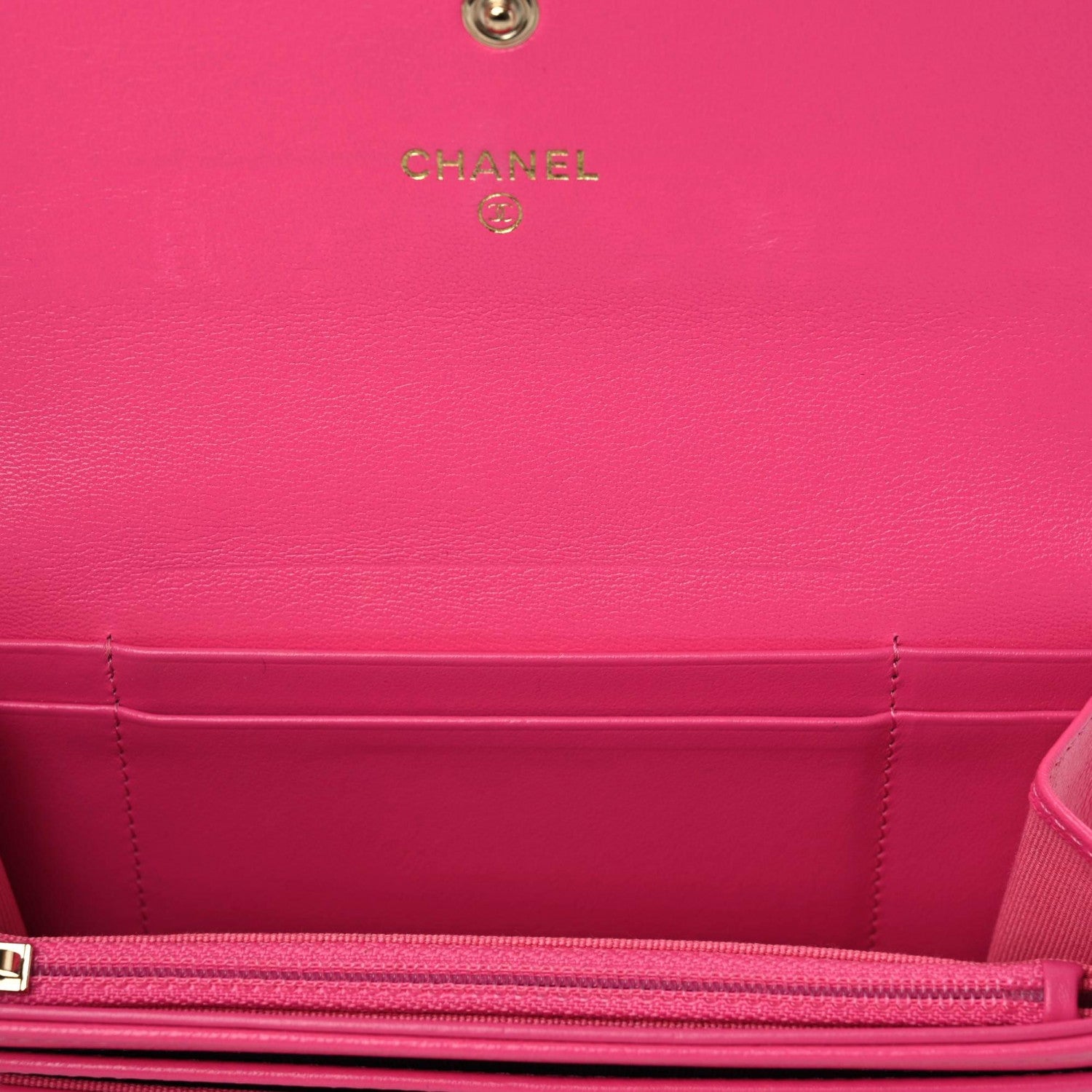 Chanel Shiny Goatskin Quilted Chanel 19 Flap Wallet Dark Pink 7 of 9