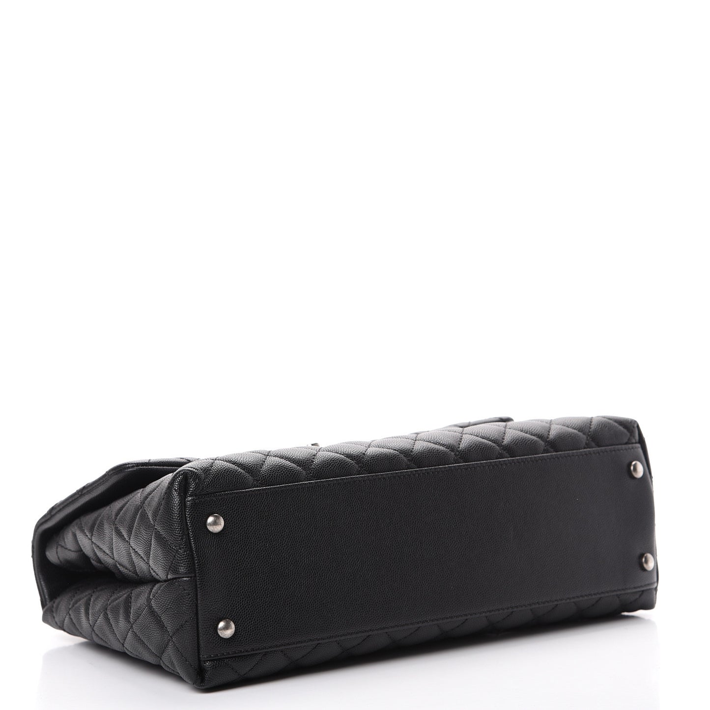 Caviar Lizard Quilted Medium Coco Handle Flap Black