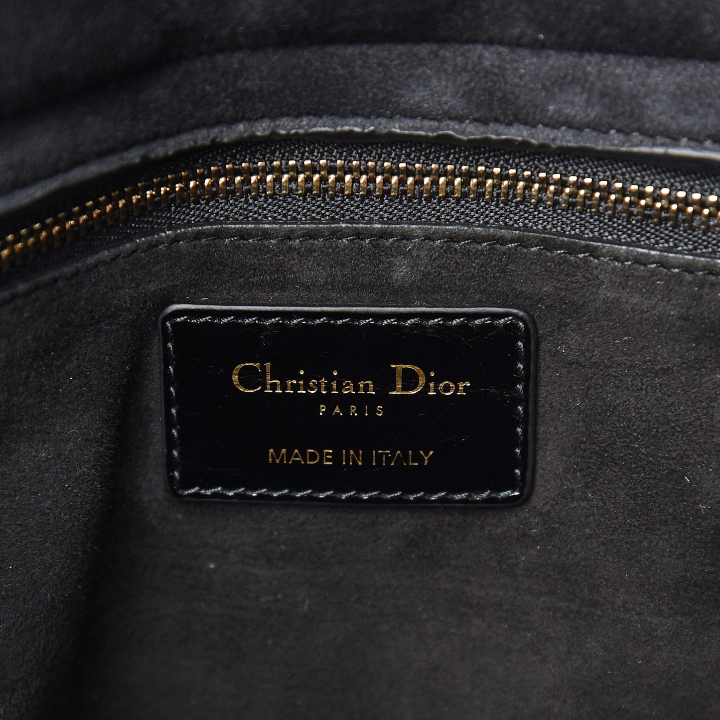 Crinkled Patent Cannage Large Lady Dior Black